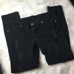 Reign Black Distressed Skinny Jeans